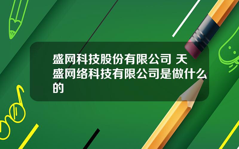 盛网科技股份有限公司 天盛网络科技有限公司是做什么的